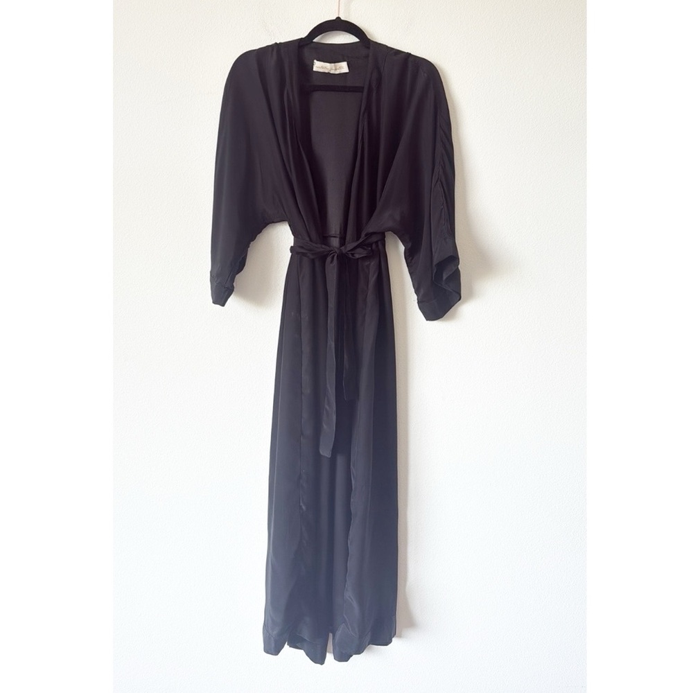 Natalie Martin Silk  Black Long Sleeve Robe - Picture 2 of 11